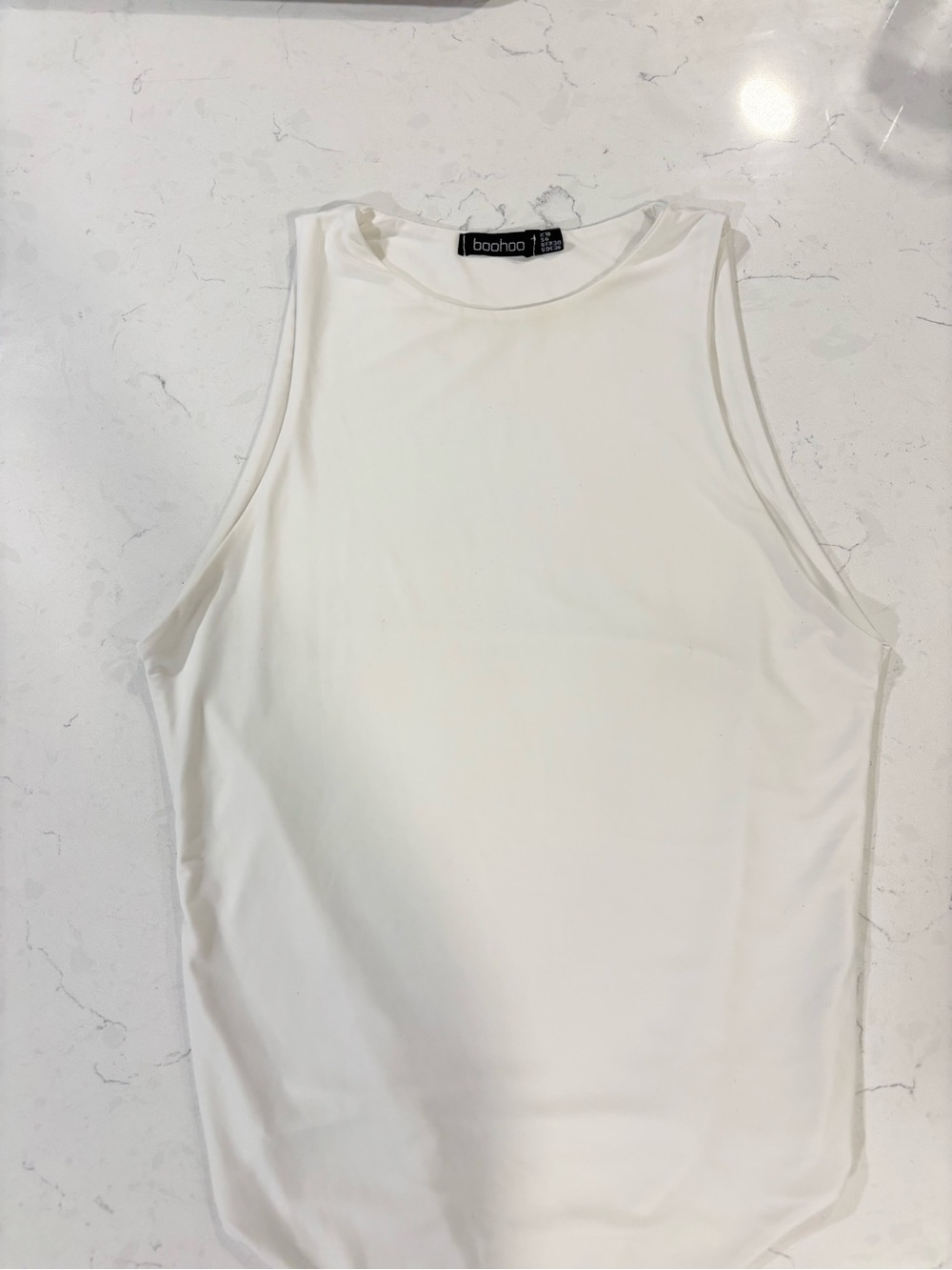 Boohoo White Sleeveless Bodysuit Tank
